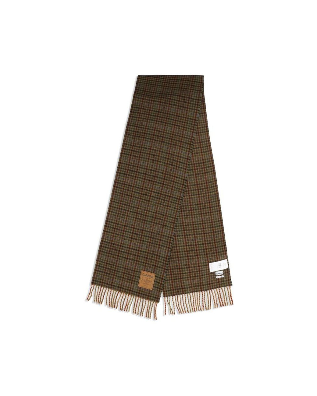Ganni Multicolor Brown Wool Oves Aries Scarf
