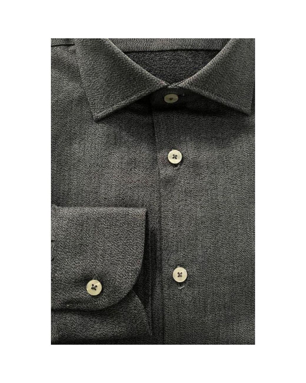 Baldinini Green Gray Cotton Men Shirt for men