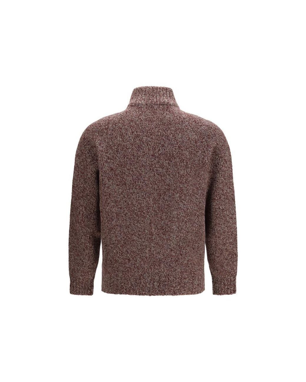 Brunello Cucinelli Brown Bordeaux Wool Oves Aries Cardigan for men