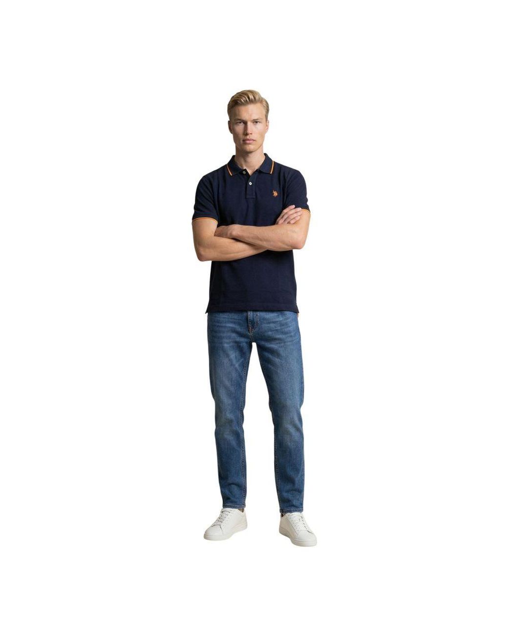 U.S. POLO ASSN. Blue Cotton Polo Shirt for men