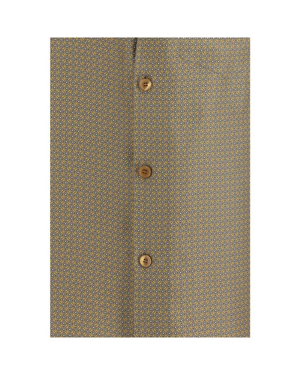 Saint Laurent Natural Multicolor Silk Pattern Shirt for men