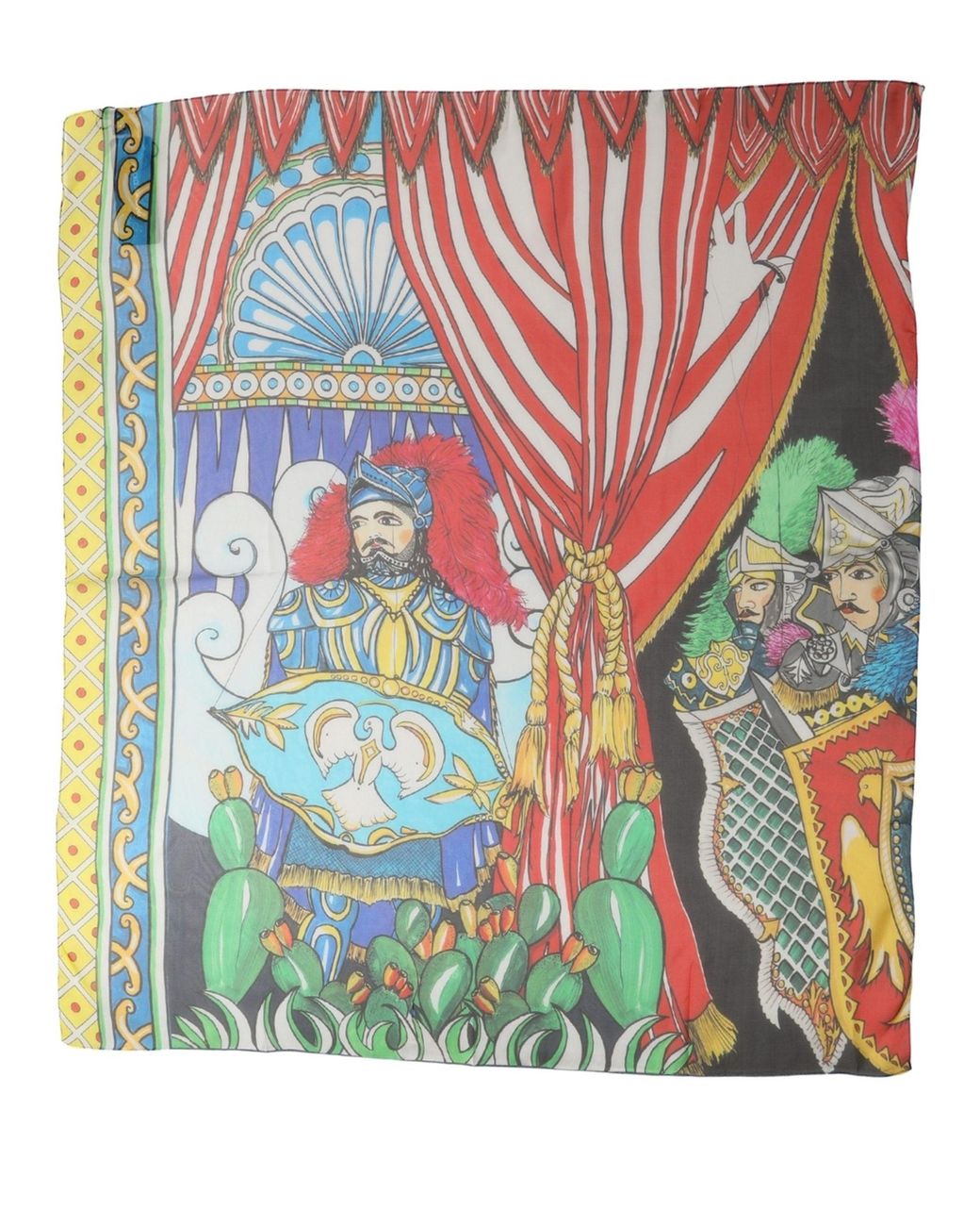 Dolce & Gabbana Blue Multicolor Silk Printed Square Foulard Scarf