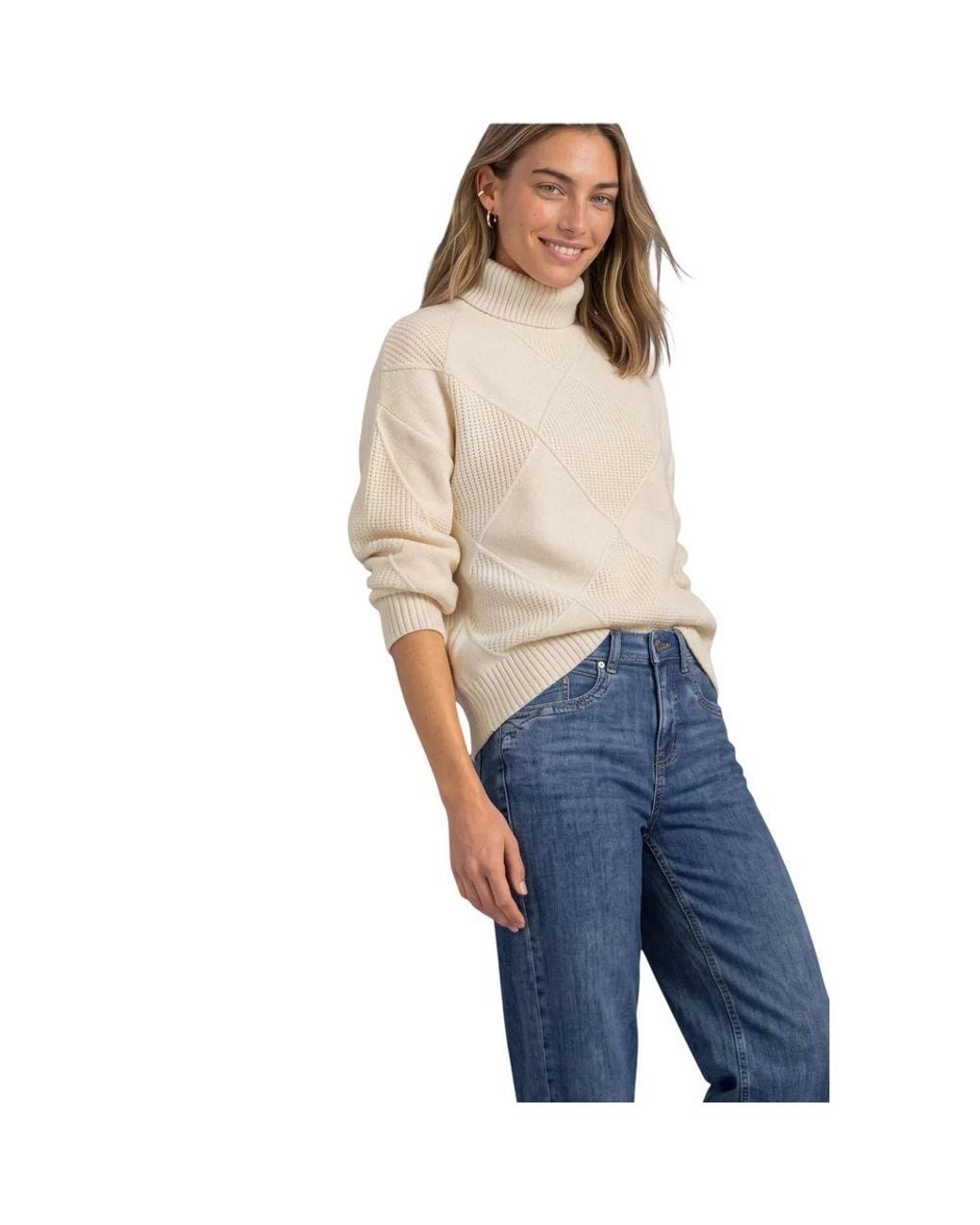Street One Blue Cream Viscose Turtleneck