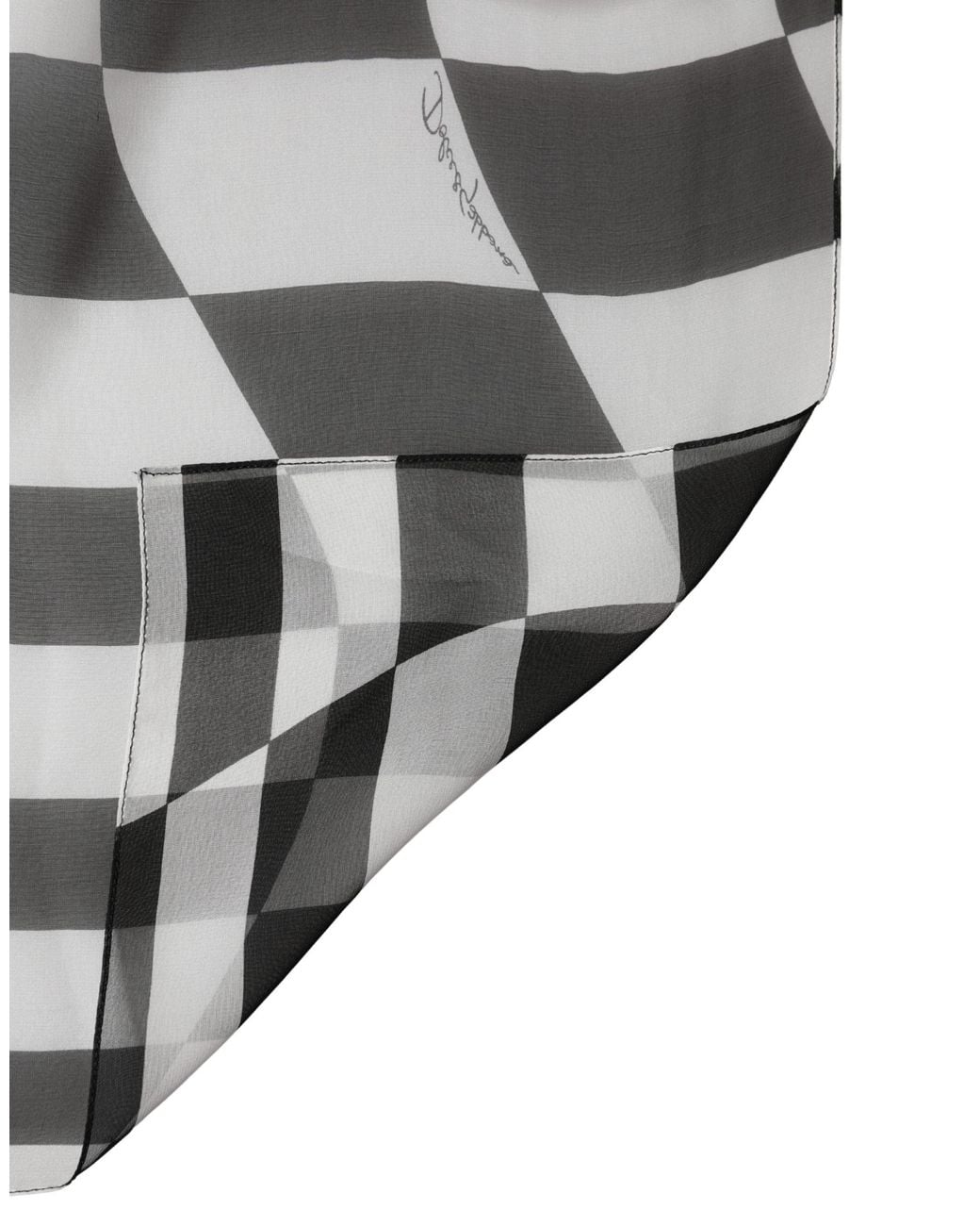 Dolce & Gabbana Black Checkered Silk Foulard Scarf