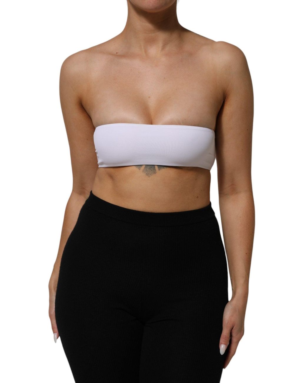 Dolce & Gabbana Black Nylon Blend Bandeau Strapless Tube Top