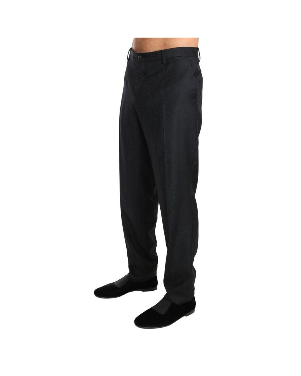 Dolce & Gabbana Black Gray Cotton Dress Pants for men