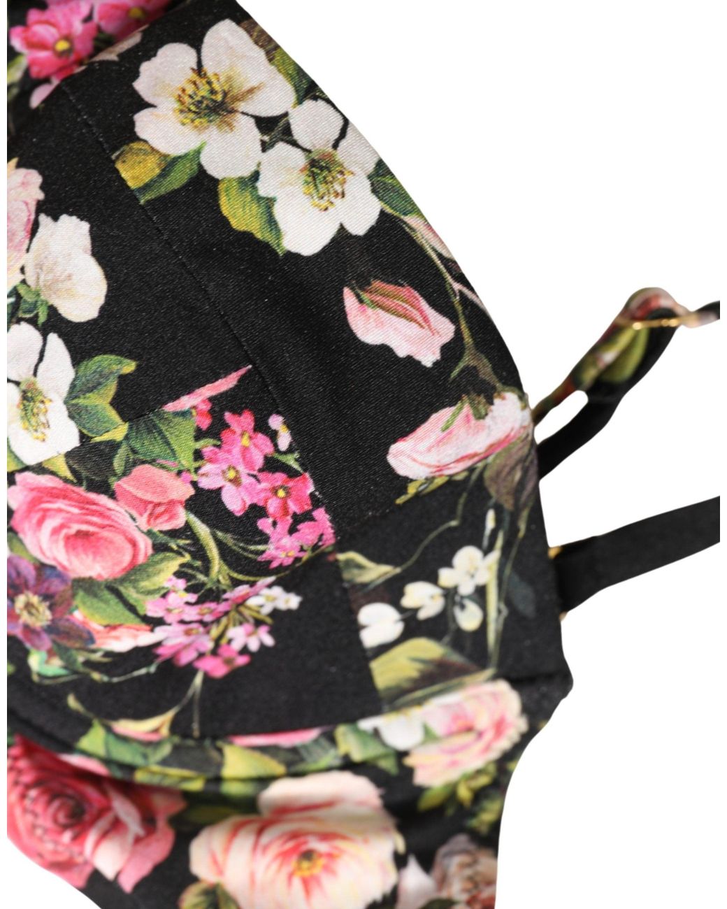 Dolce & Gabbana Black Floral Padded Balconnet Bra Underwear