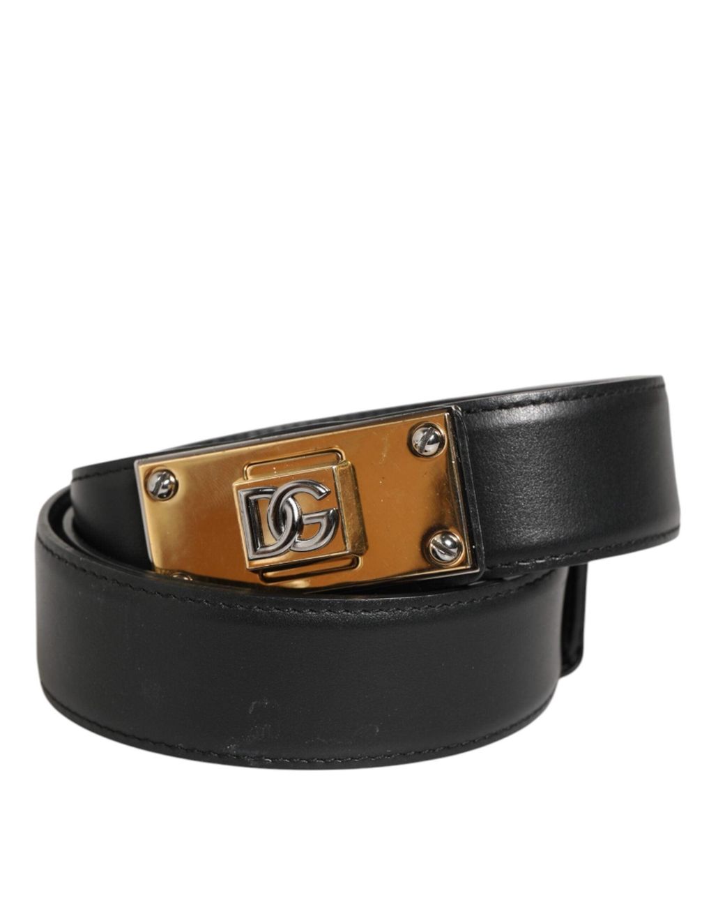 Dolce & Gabbana Black Leather Belt Buckle for men