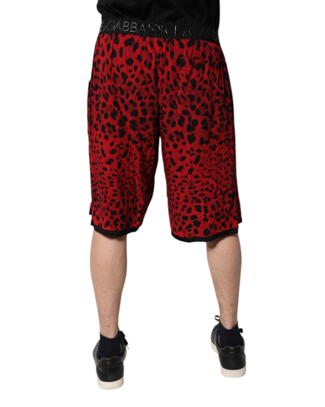 Dolce & Gabbana Red Leopard Print Casual Shorts for men