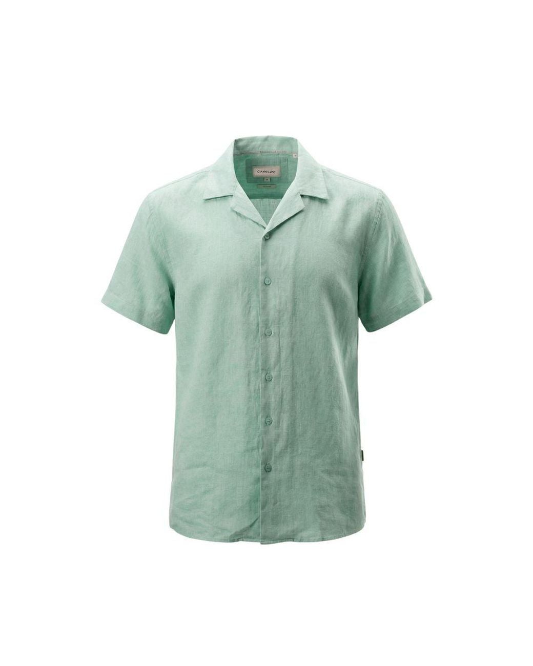 Gianni Lupo Green Linen Shortsleeve Shirt for men