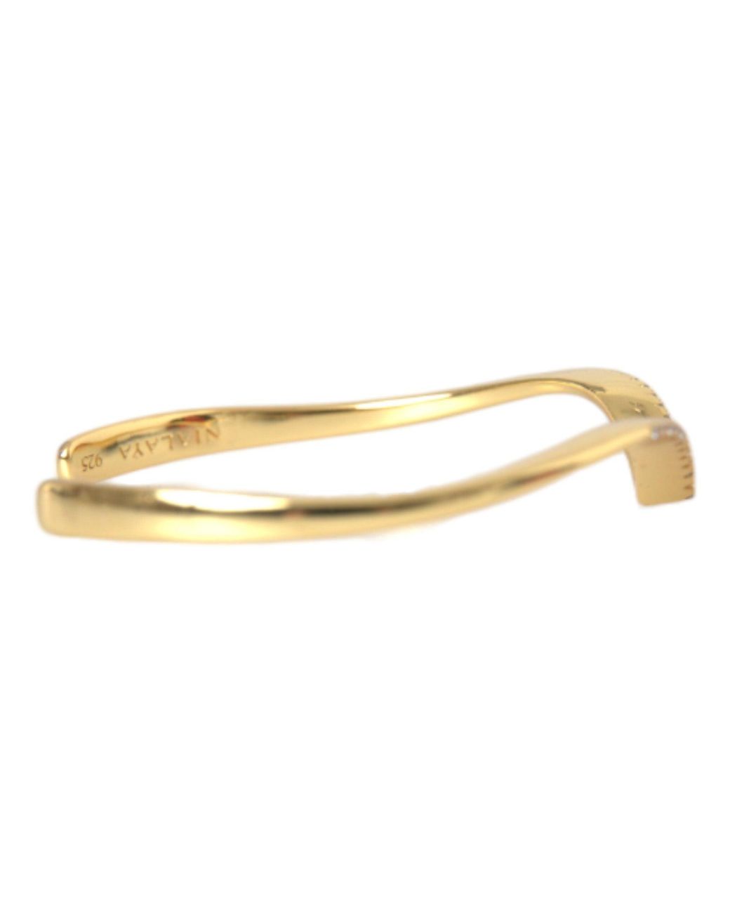 Nialaya Metallic Arched Wing Cuff Skyfall Gold Cz 925 Bracelet