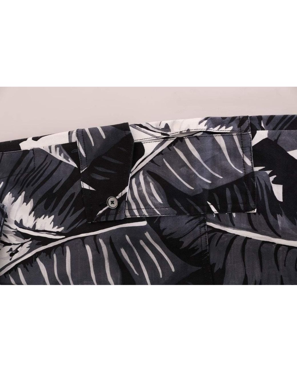 Dolce & Gabbana Black Banana Leaf Cotton Stretch Capri Pants for men