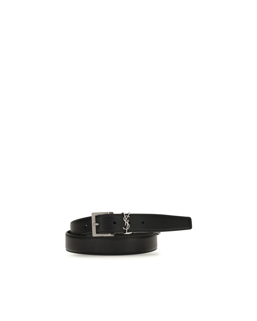 Saint Laurent Black Calf Leather Bos Taurus Regular Belt for men