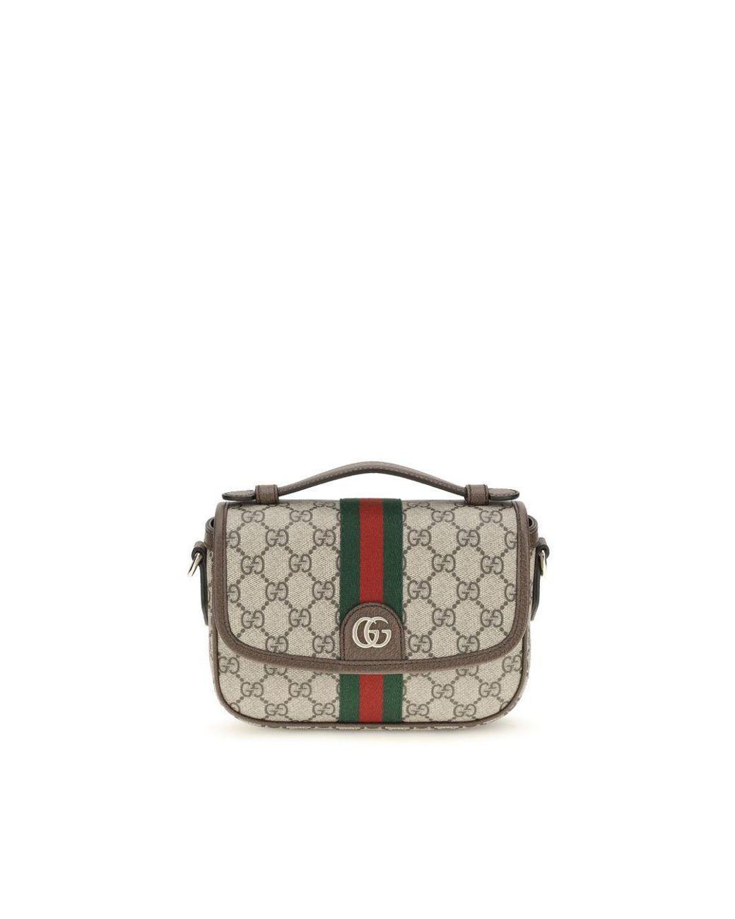 Gucci Gray Handbag Small Ophidia Gg Canvas Fabric Handbags