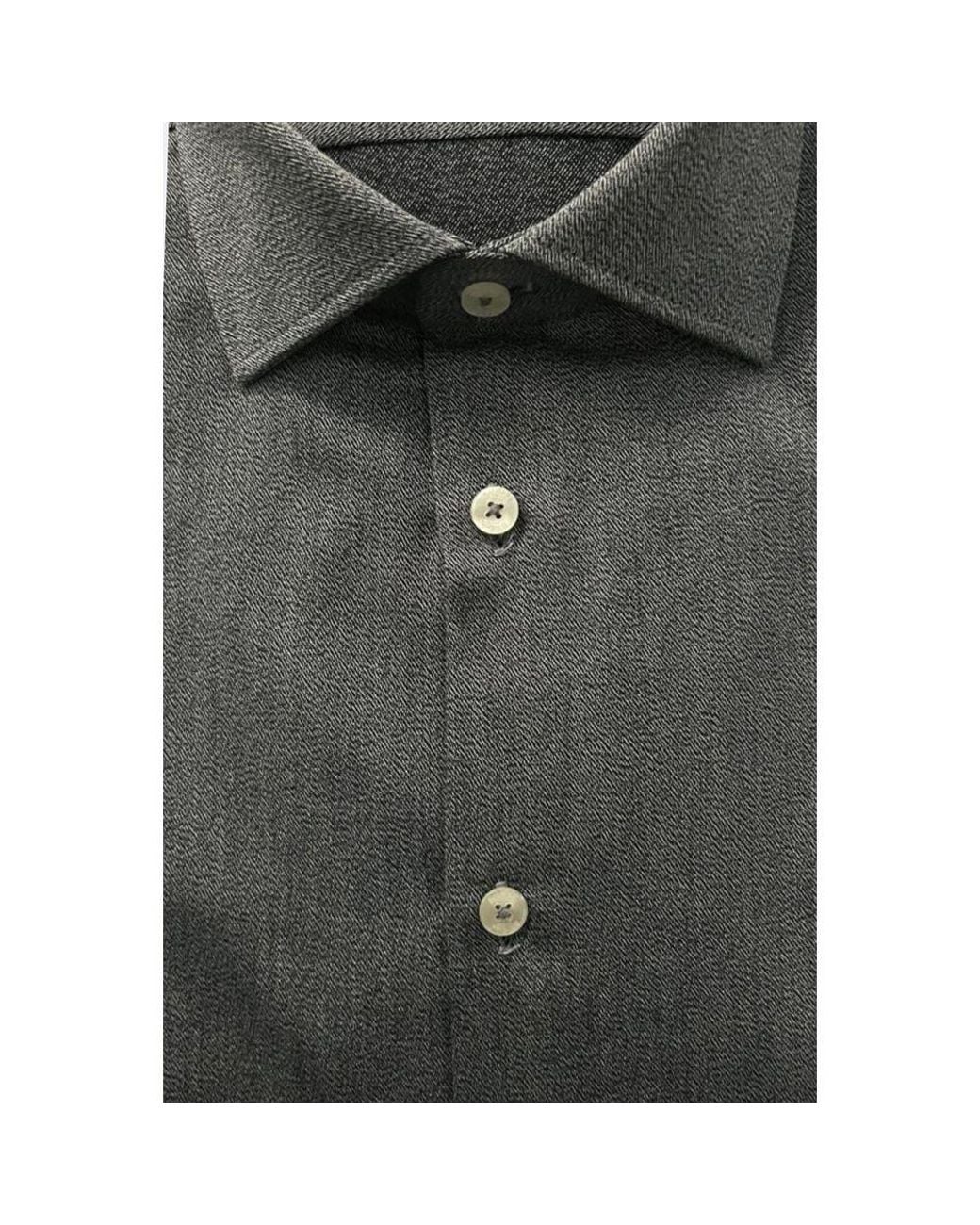 Baldinini Green Gray Cotton Men Shirt for men