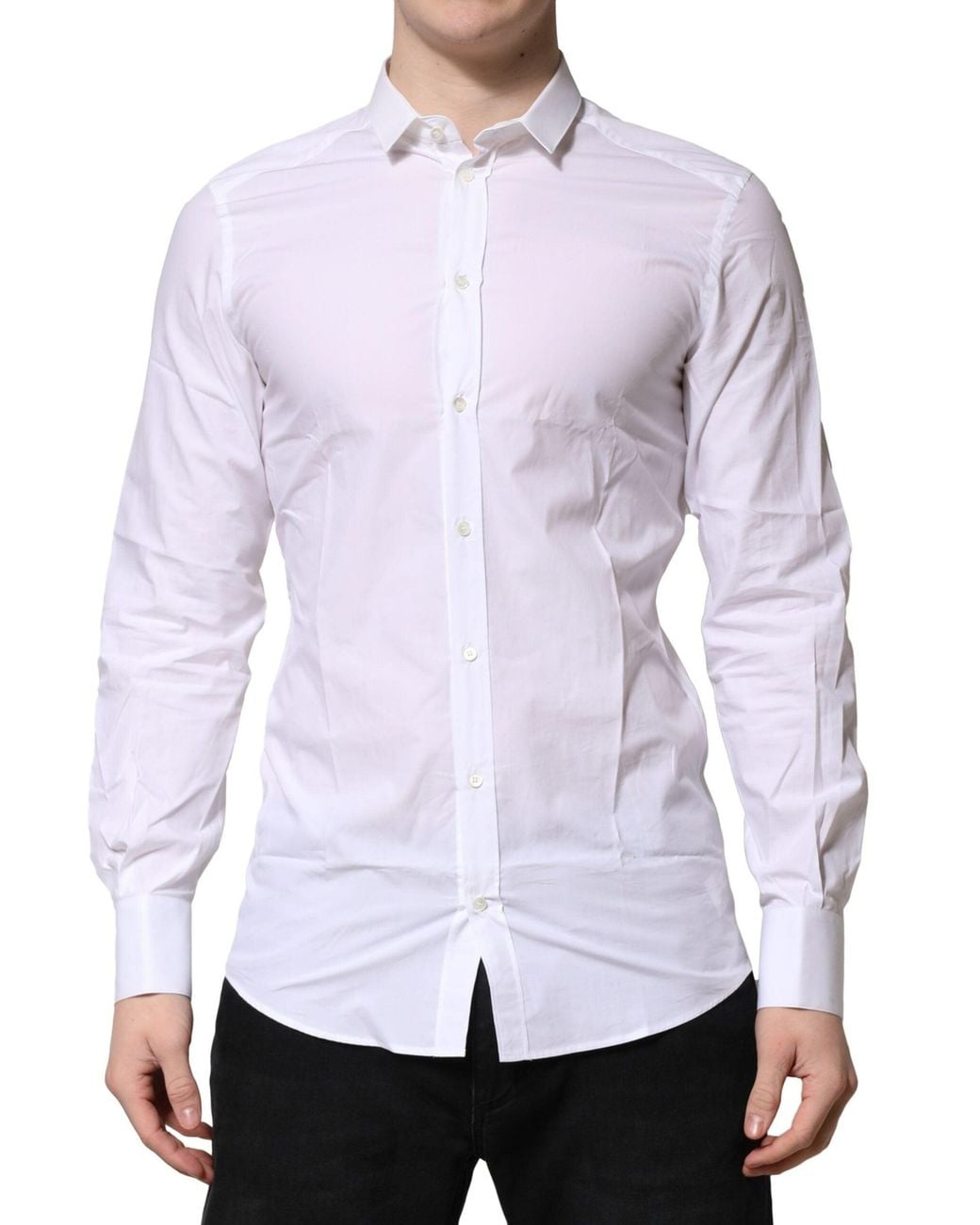 Dolce & Gabbana White Cotton Long Sleeves Formal Shirt for men