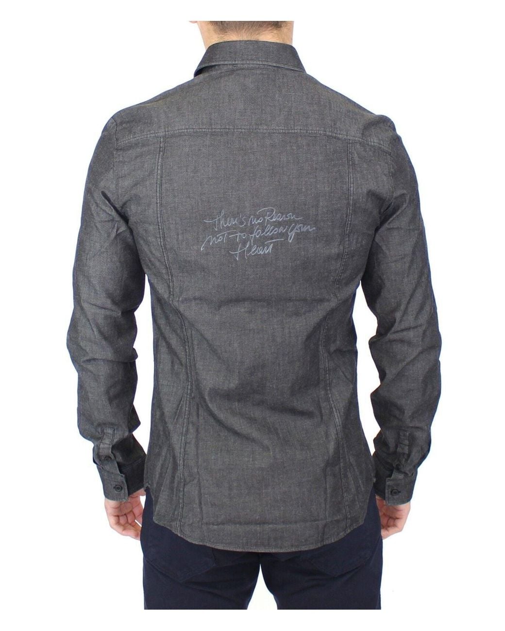 Ermanno Scervino Gray Denim Shirt Sig10132 for men
