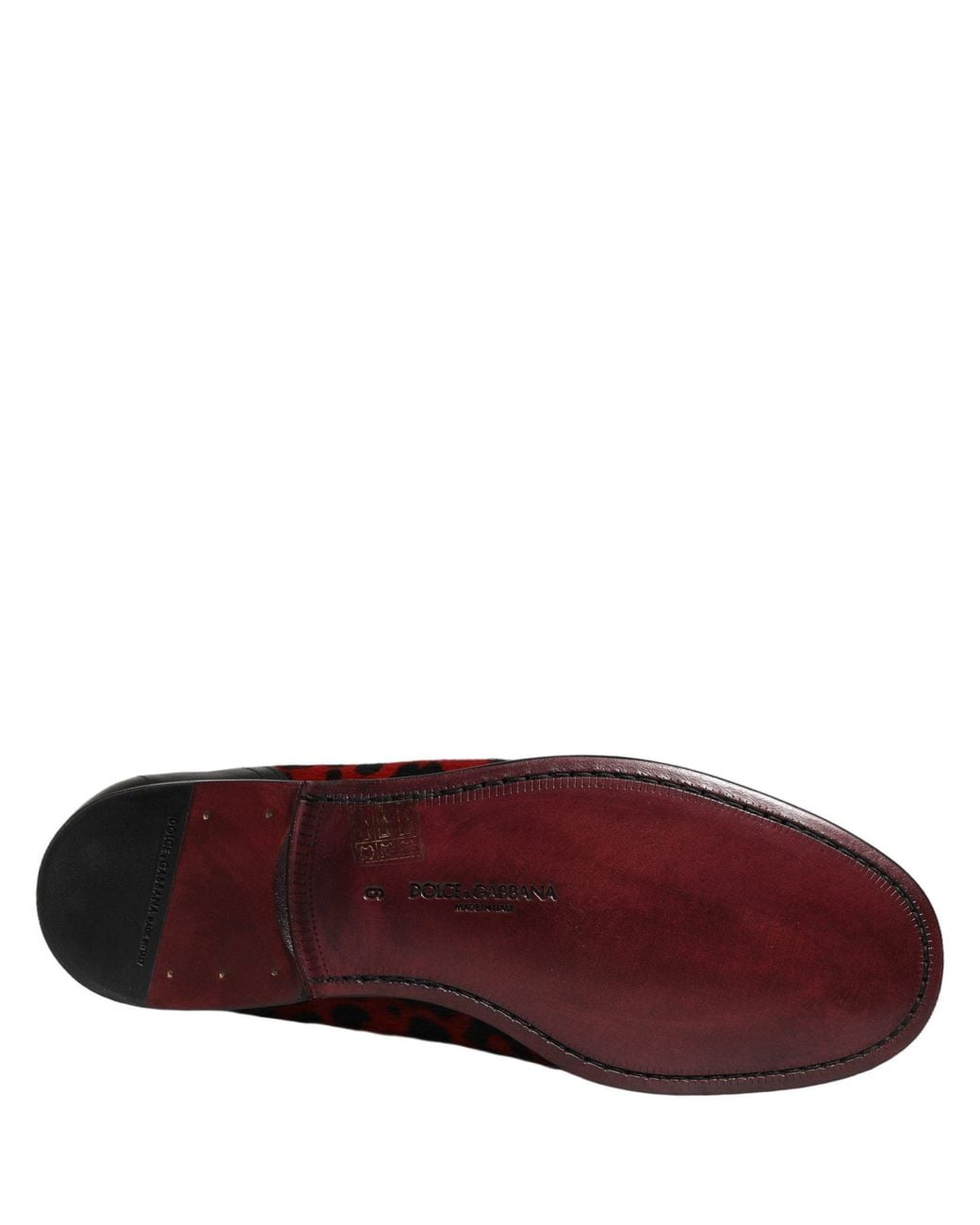 Dolce & Gabbana Red Leopard Print Pony Hair Dress Loafers Shoes for men