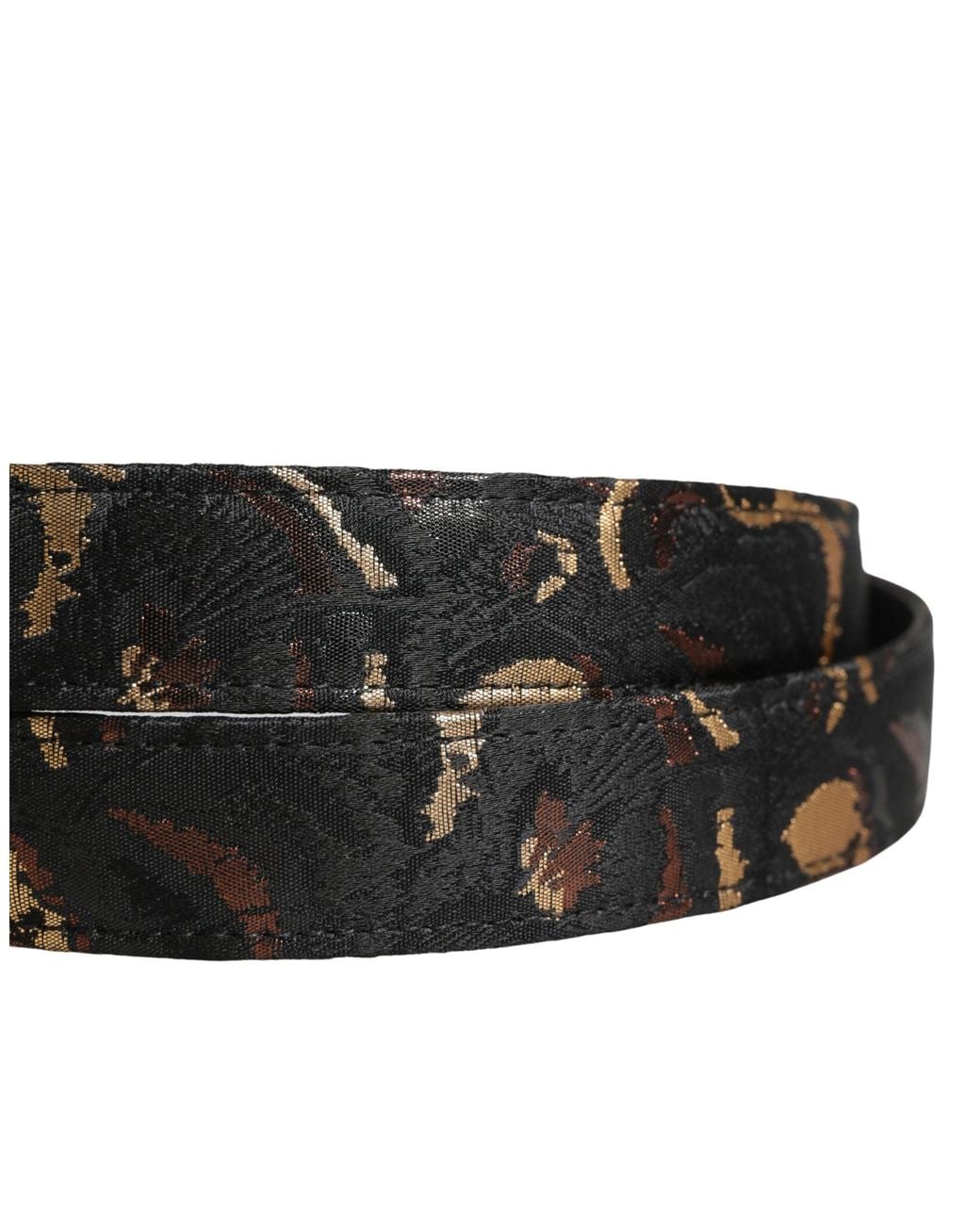 Dolce & Gabbana Black Multicolor Jacquard Silver Metal Buckle Belt for men