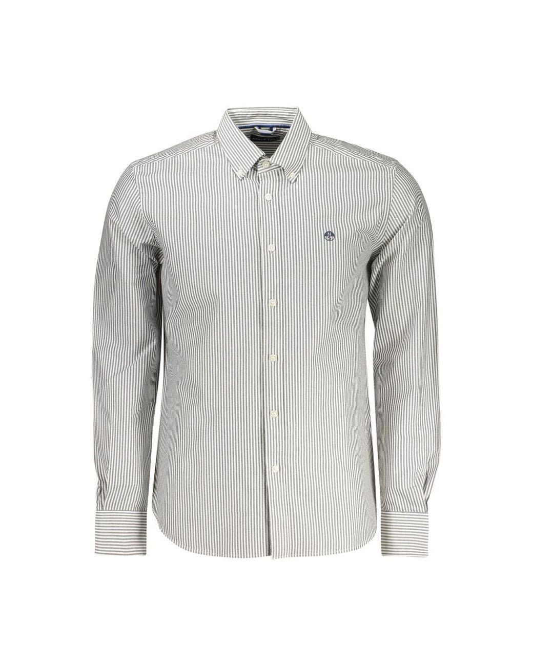 North Sails Gray Black Cotton Men's Shirt for men