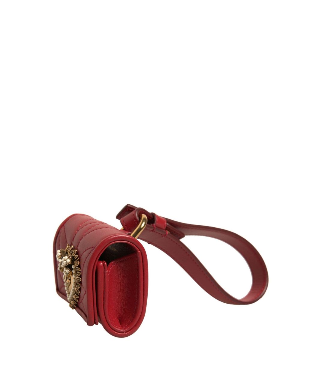 Dolce & Gabbana White Black Leather Devotion Heart Strap Airpod Case