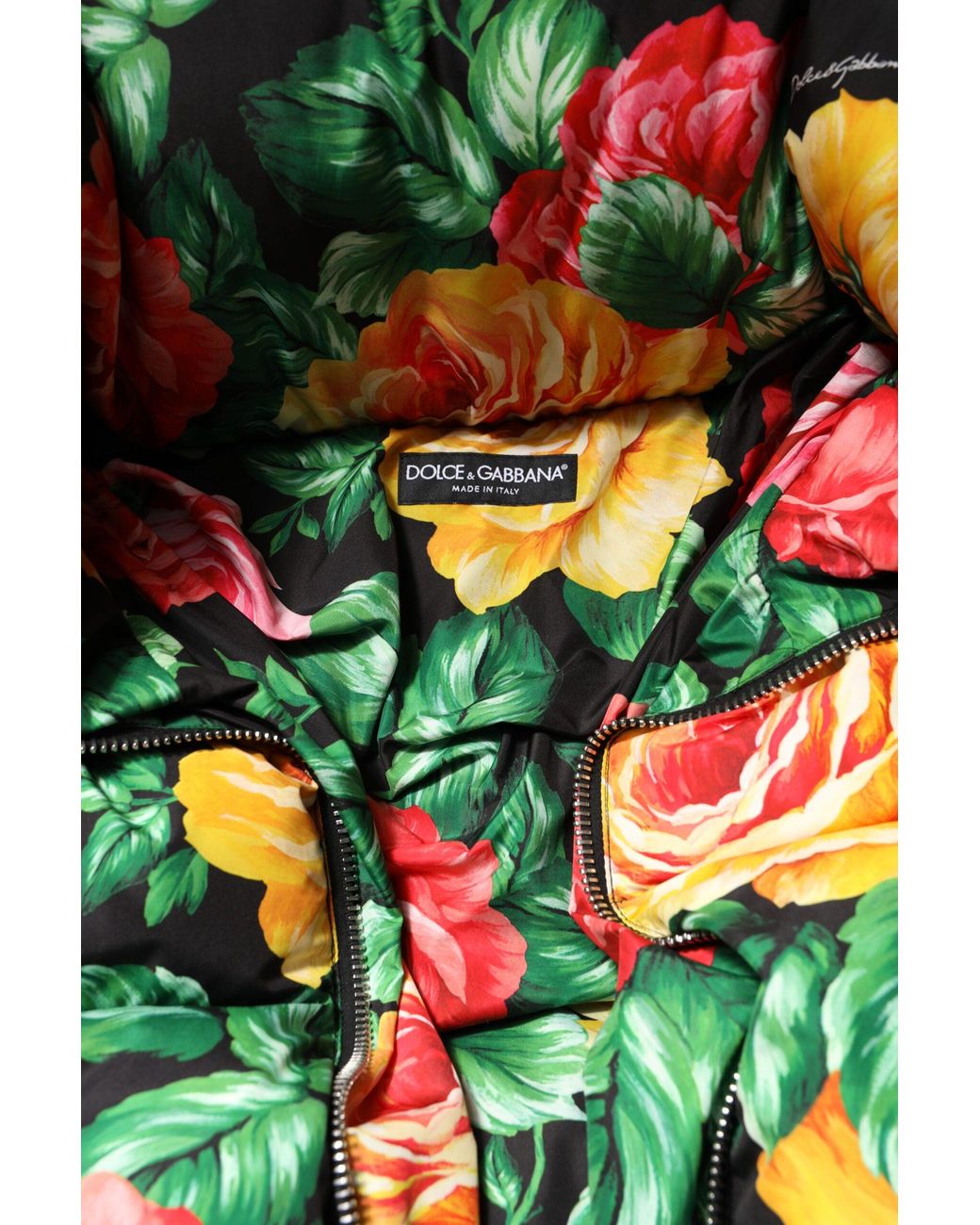 Dolce & Gabbana Multicolor Floral Puffer Hooded Jacket for men