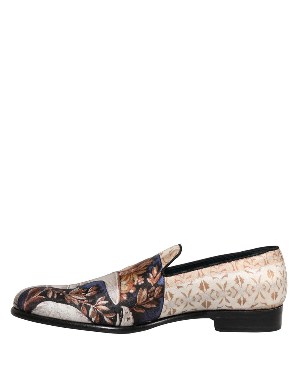 Dolce & Gabbana Brown Multicolor Fruit Print Velvet Loafers Shoes for men