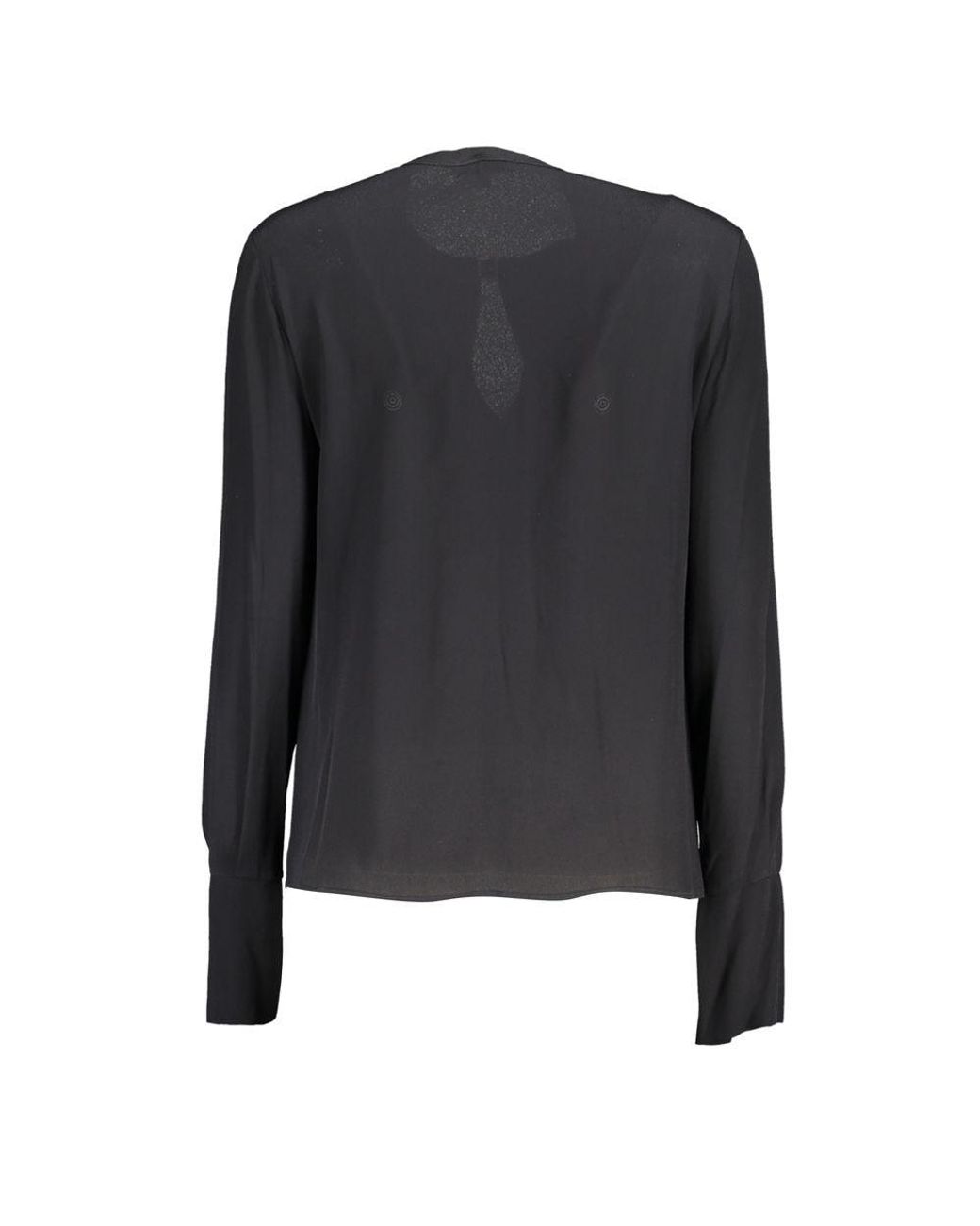 Patrizia Pepe Black Blouse Keyhole Long Sleeve Top