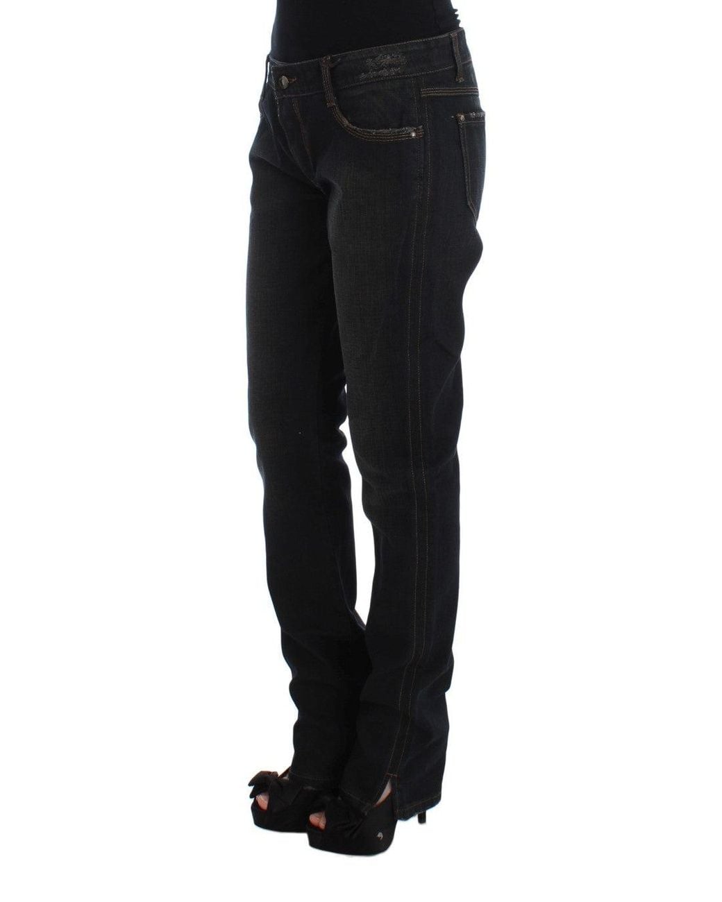 Ermanno Scervino Black Straight Leg Denim Pants