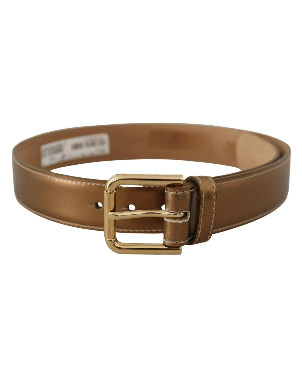 Dolce & Gabbana Black Elegant Bronze Leather Belt With Logo Buckle
