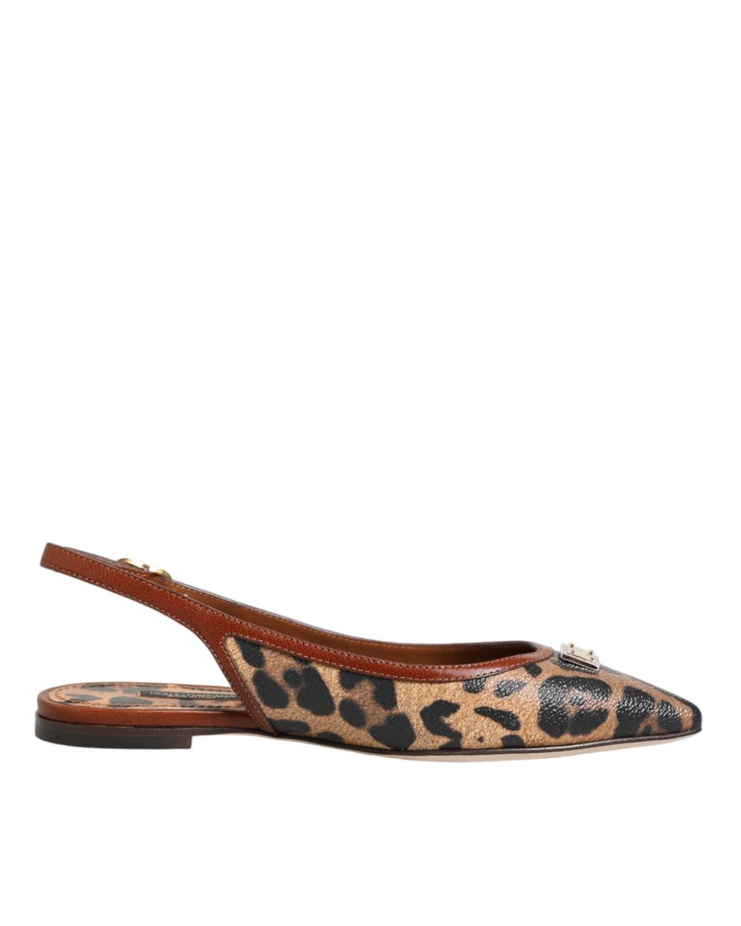 Dolce & Gabbana Brown Leopard Slingback Flats Sandals Shoes Co+Pl+Pu+10Lf