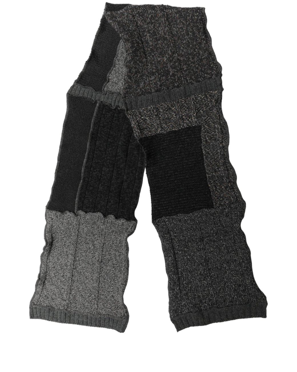 Dolce & Gabbana Black Multicolor Patchwork Wool Knit Shawl Scarf