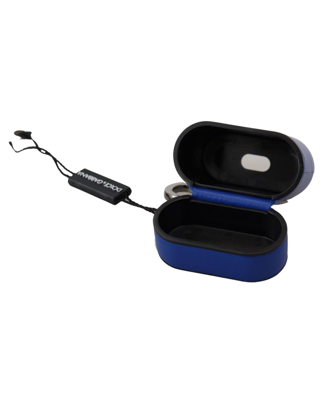 Dolce & Gabbana Blue Leather Silver Metal Logo Airpods Case