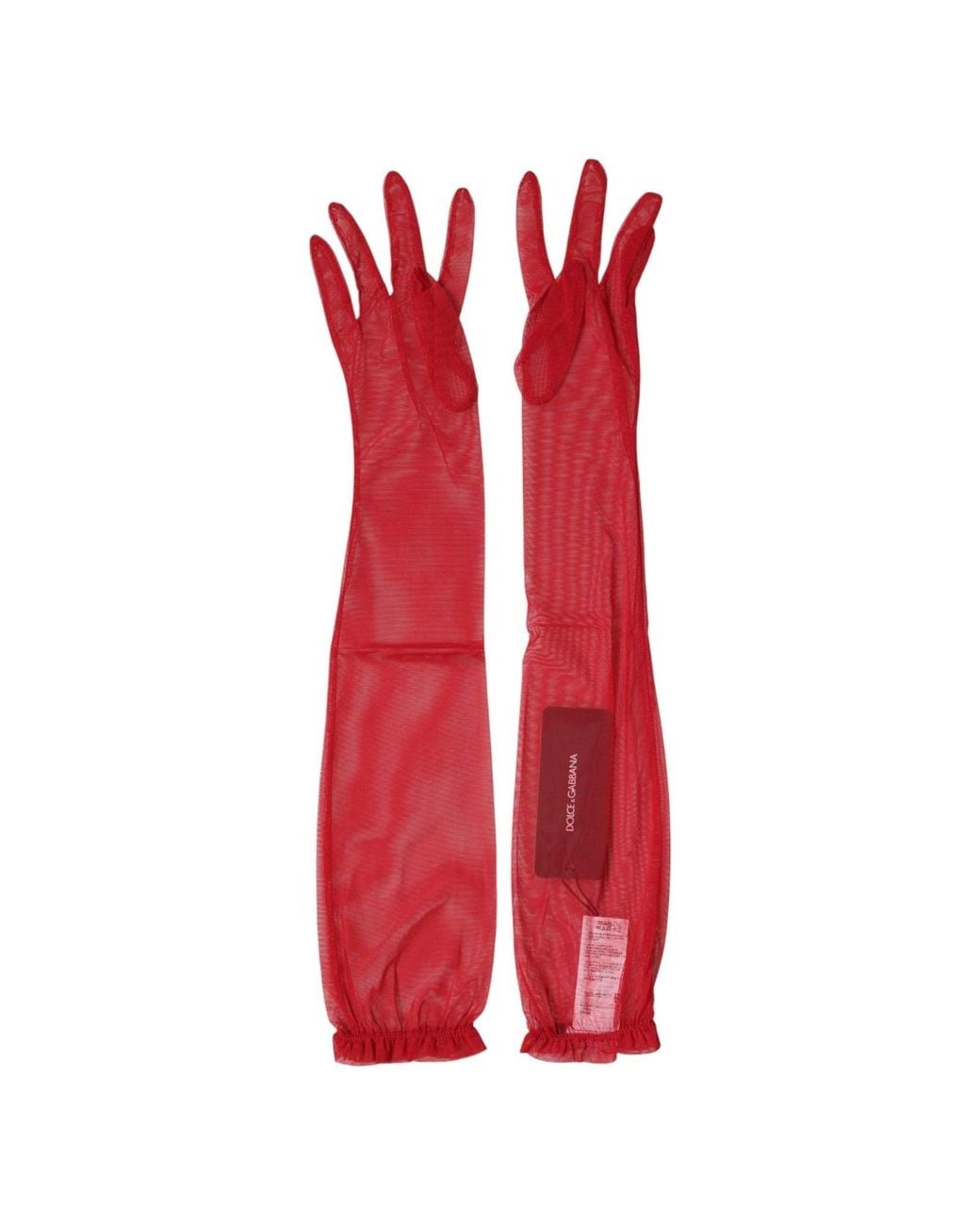 Dolce & Gabbana Red Acetate Sheer Elbow Length Mitten Gloves