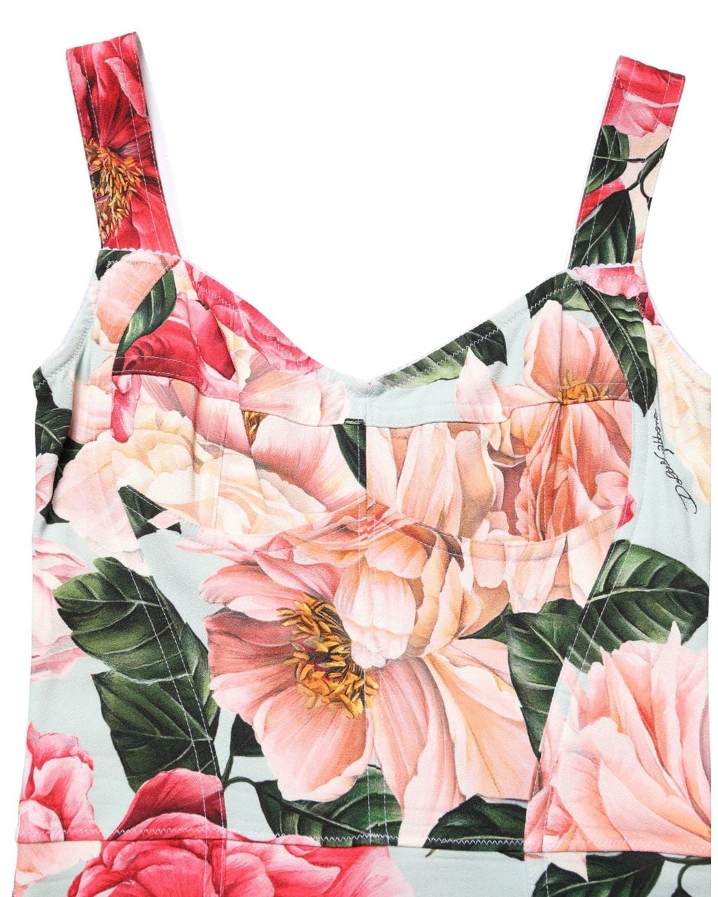 Dolce & Gabbana Red Multicolor Floral Print Viscose Sheath Dress