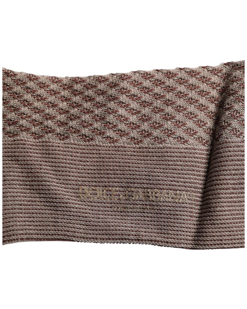 Dolce & Gabbana Brown Geometric Pattern Crew Socks for men