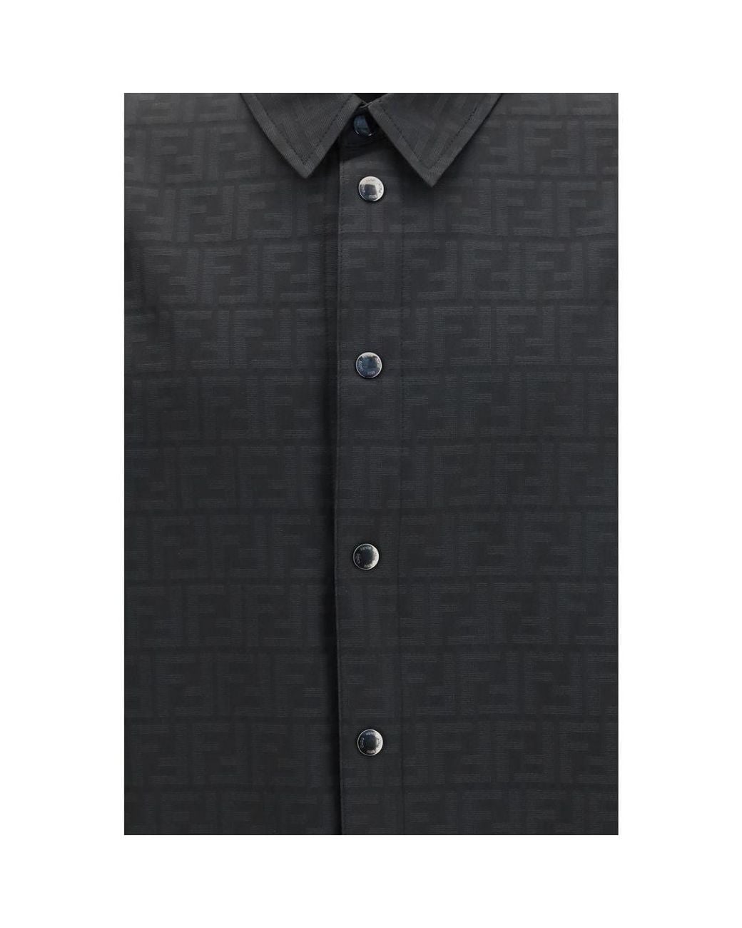 Fendi Blue Black Polyester Shirt for men