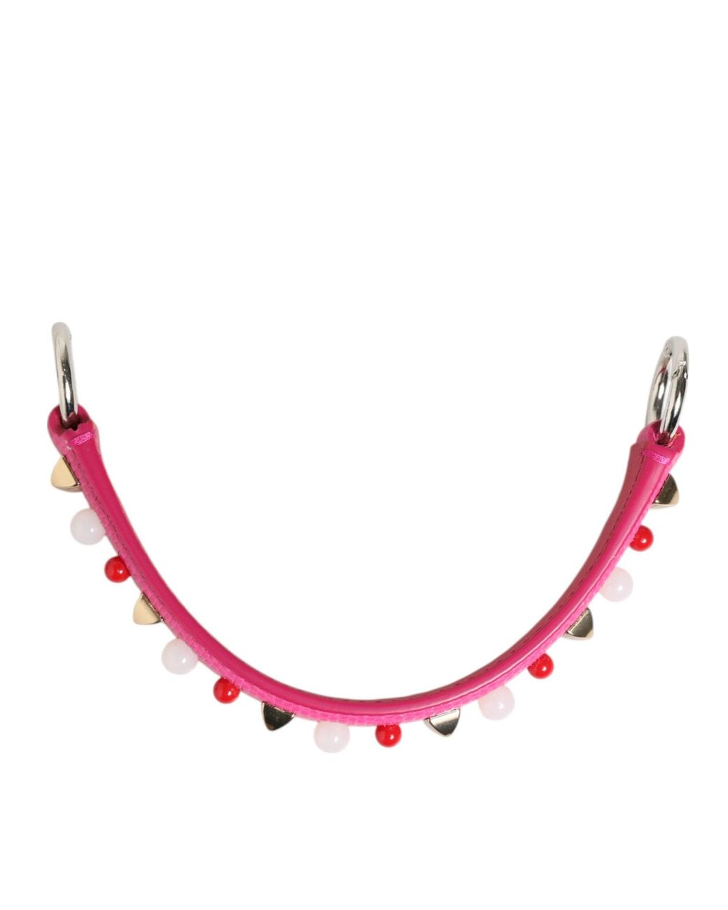 Dolce & Gabbana Pink Embellished Leather Bag Handle Shoulder Strap
