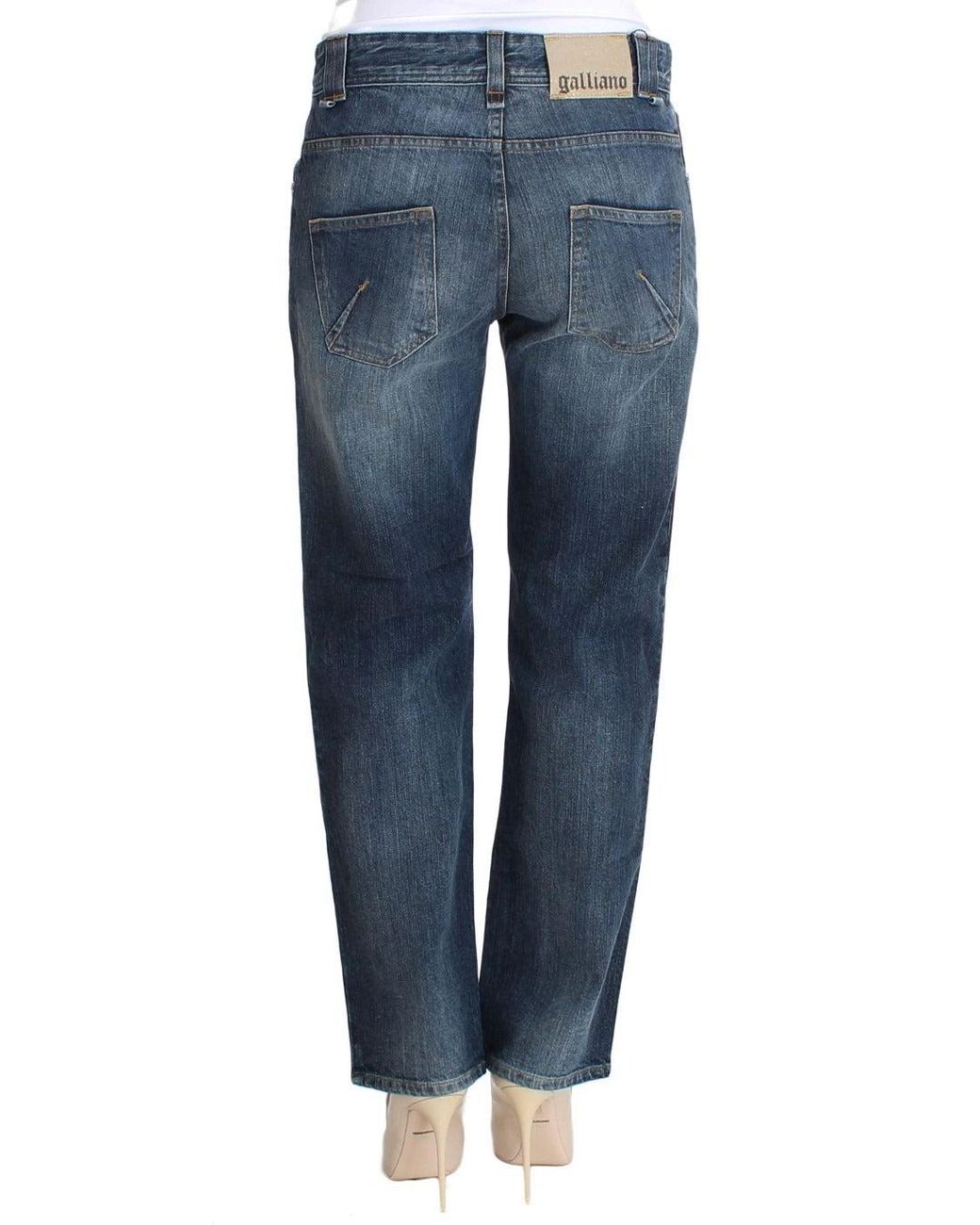 John Galliano Blue Wash Relaxed Fit Cotton Stretch Denim Jeans