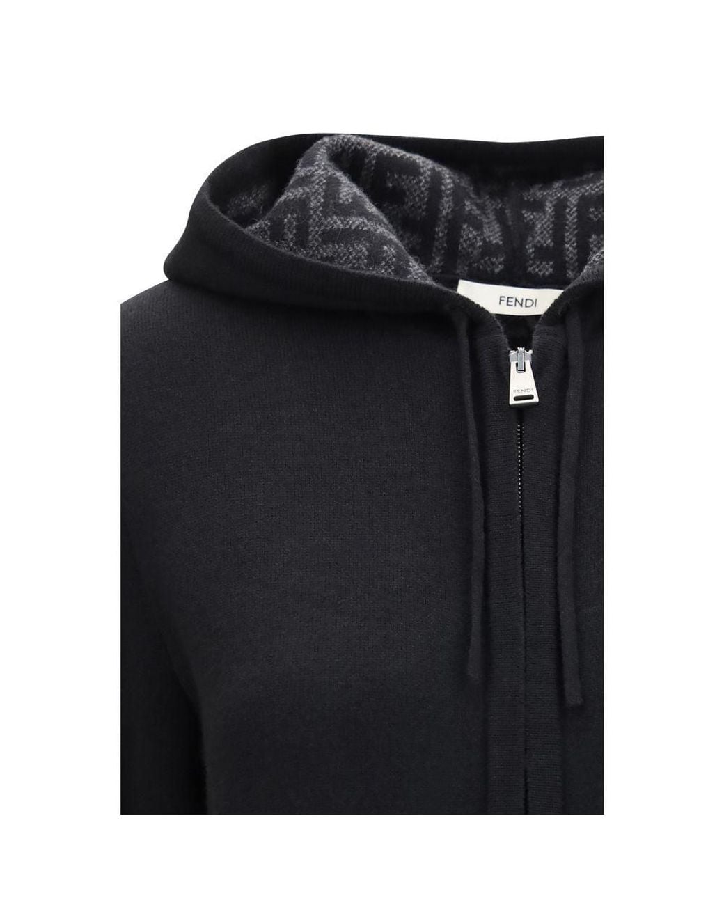 Fendi Black Cashmere Hoodie