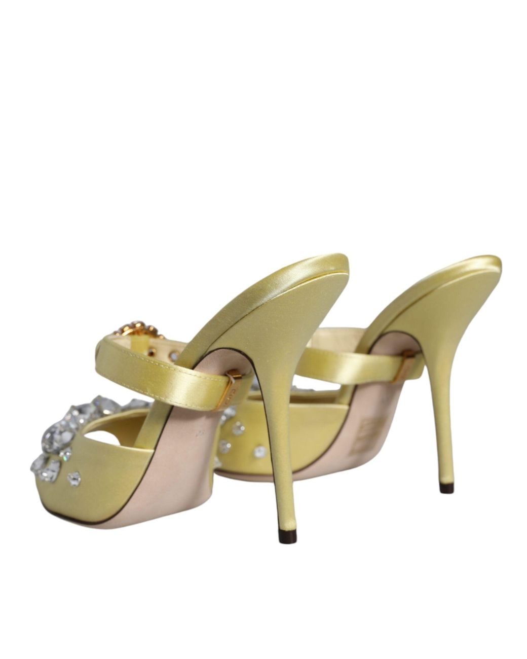 Dolce & Gabbana Metallic Mary Janes Satin Crystal Sandals Shoes