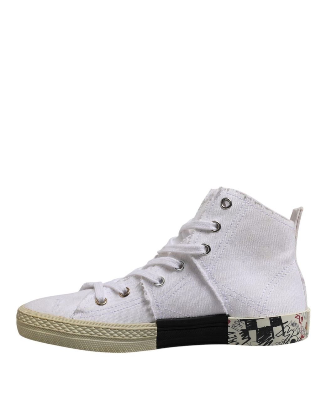 Maison Margiela White Canvas Hightop Graffiti Sneakers