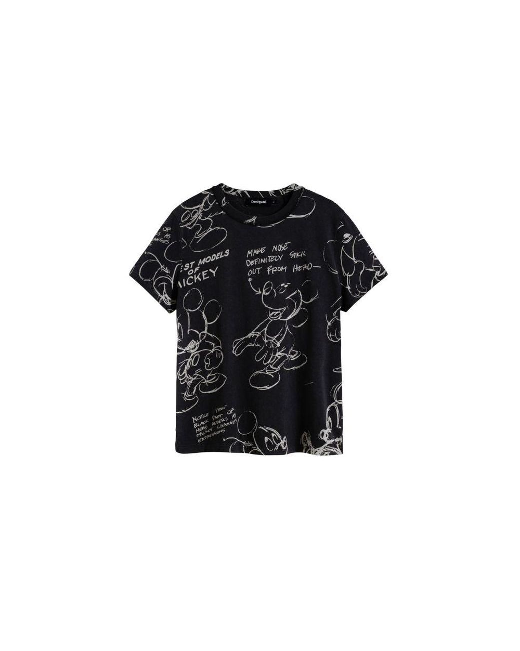 Desigual Black Gray Cotton T