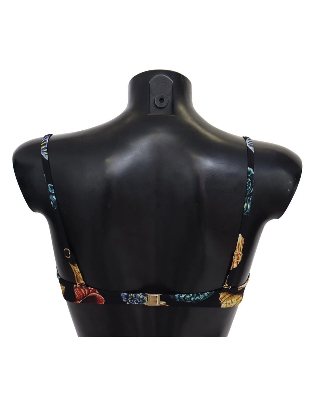 Dolce & Gabbana Black Seashells Print Swimwear Bikini Tops