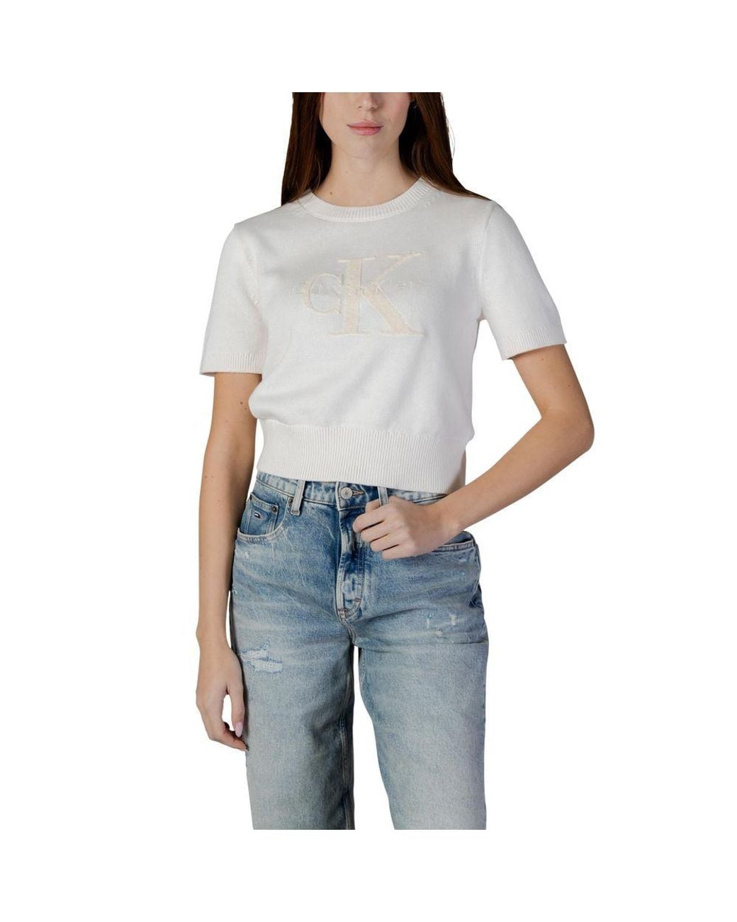 Calvin Klein Blue Beige Cotton Sweatshirt