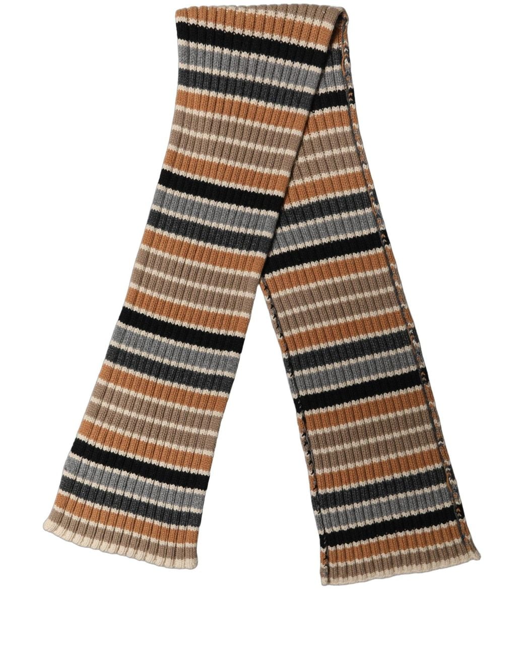 Dolce & Gabbana Black Multicolor Striped Knitted Viscose Shawl Scarf