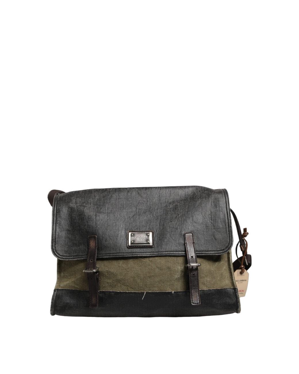 Dolce & Gabbana Gray Military Green Two Tone Messenger Shoulder Borse Men Bag for men