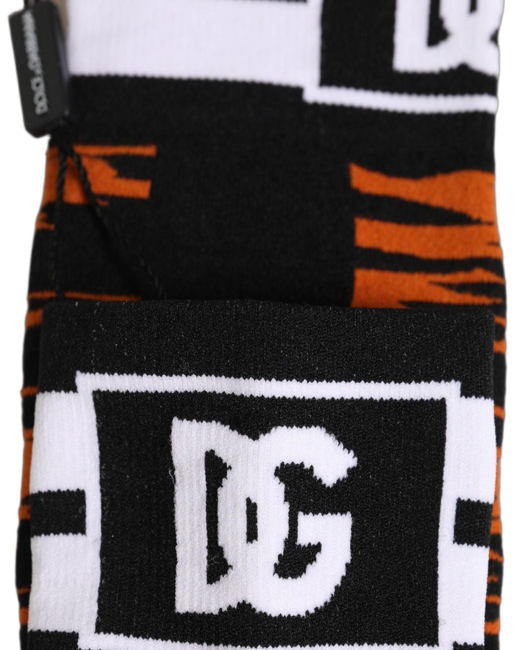 Dolce & Gabbana Orange Black Tiger Stripe Knee High Accessory Socks