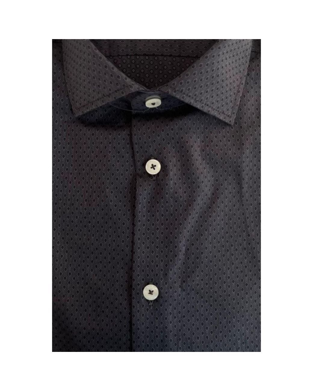 Baldinini Black Gray Cotton Men Shirt for men
