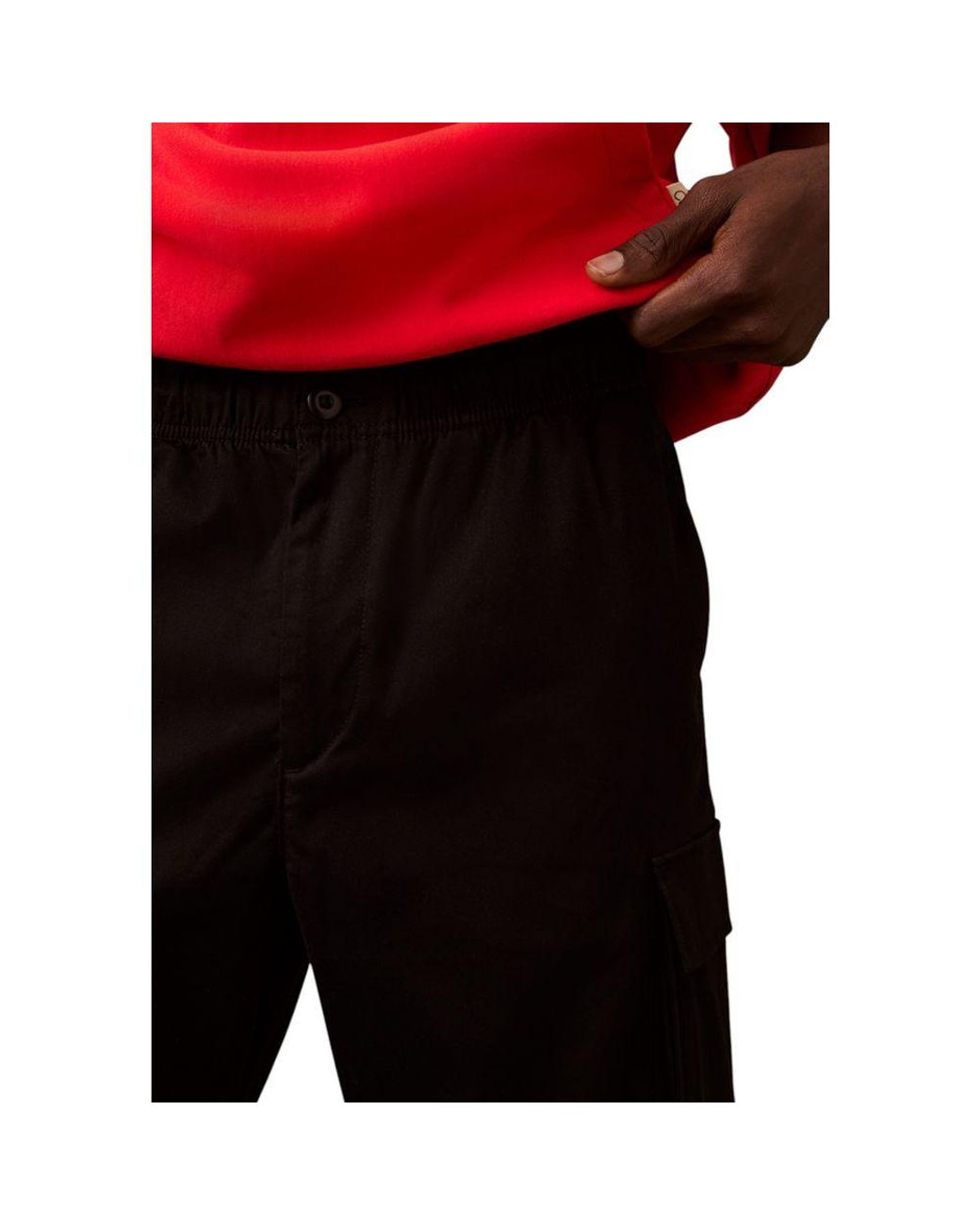 Calvin Klein Red Black Cotton Cargo Pants for men